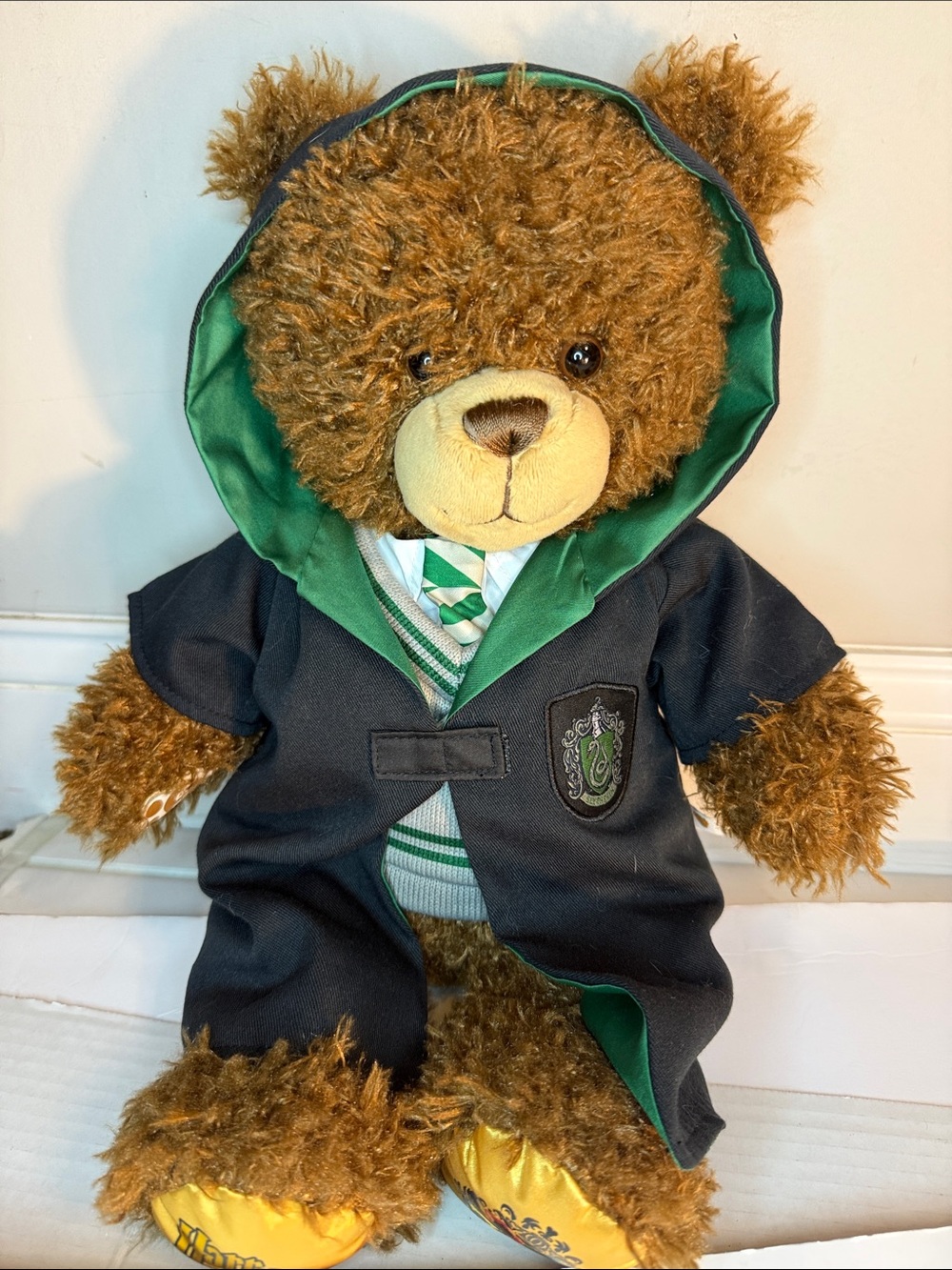 Build-A-Bear Brown Teddy in Black Robe with Green Trim Harry Potter